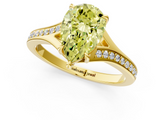 Yellow gold Fancy Yellow Pear  Solitaire Pavé Band with Four-Prong Setting_61