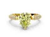 Yellow gold Fancy Yellow Pear  Solitaire Pavé Diamond Engagement Ring with Four-Prong Setting_143