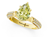 Yellow gold Fancy Yellow Pear  Solitaire Pavé Diamond Engagement Ring with Four-Prong Setting_144
