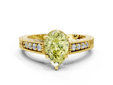 Yellow gold Fancy Yellow Pear  Solitaire Pavé Diamond Milgrain Engagement Ring with Four-Prong Setting_3
