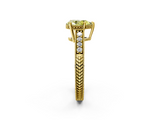 Yellow gold Fancy Yellow Pear  Solitaire Pavé Diamond Milgrain Engagement Ring with Four-Prong Setting_5