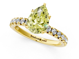 Yellow gold Fancy Yellow Pear  Solitaire Pave Diamond Engagement Ring with Four-Prong Setting_187