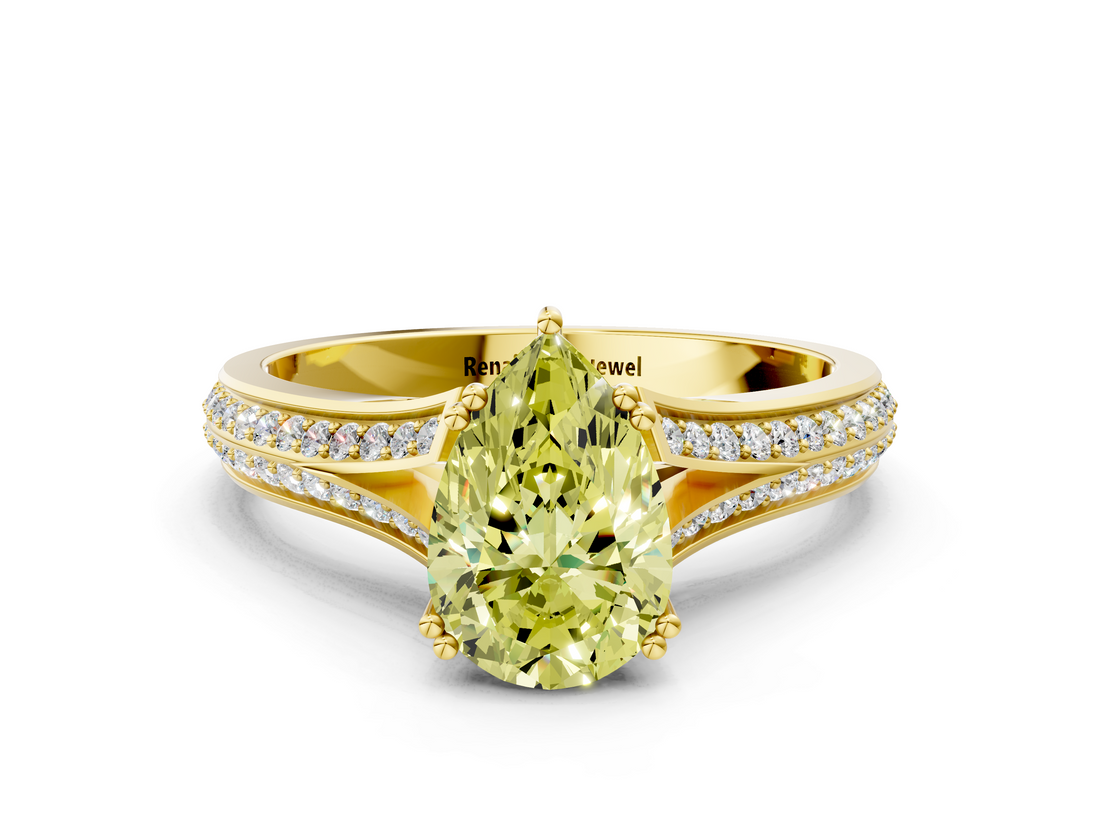 Yellow gold Fancy Yellow Pear  Solitaire Pave Split Shank Engagement Ring with Six-Prong Setting_37