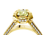 Yellow gold Fancy Yellow Pear  Solitaire Pave Split Shank Ring with Four-Prong Setting_119
