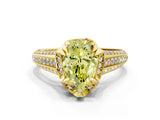 Yellow gold Fancy Yellow Pear  Solitaire Pave Split Shank Ring with Four-Prong Setting_127