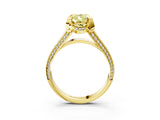 Yellow gold Fancy Yellow Pear  Solitaire Pave Split Shank Ring with Four-Prong Setting_130