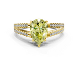 Yellow gold Fancy Yellow Pear  Solitaire Split Shank Pavé Diamond Engagement Ring_405