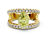 Yellow gold Fancy Yellow Pear  Solitaire Split Shank Pave Diamond Ring_49
