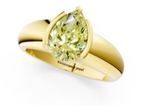 Yellow gold Fancy Yellow Pear  Solitaire Tension Set Diamond Ring with Wide Band_38
