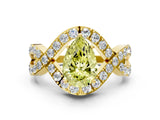 Yellow gold Fancy Yellow Pear  Solitaire Twist Band Pavé Diamond Engagement Ring_32