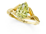 Yellow gold Fancy Yellow Pear  Solitaire Twist Band Six-Prong Setting 2