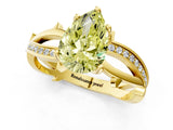 Yellow gold Fancy Yellow Pear  Solitaire Twist Band with Pavé Accents and Four-Prong Setting_21