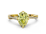 Yellow gold Fancy Yellow Pear  Solitaire Twist Band with Pavé Diamonds and Four-Prong Setting_84