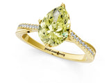 Yellow gold Fancy Yellow Pear  Solitaire Twist Band with Pavé Diamonds and Four-Prong Setting_85