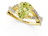 Yellow gold Fancy Yellow Pear  Solitaire Twist Band with Pavé Setting and Four-Prong Setting_52