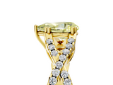Yellow gold Fancy Yellow Pear  Solitaire Twist Band with Pavé Setting and Four-Prong Setting_56