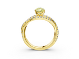 Yellow gold Fancy Yellow Pear  Solitaire Twist Band with Pavé Setting and Four-Prong Setting_66