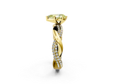 Yellow gold Fancy Yellow Pear  Solitaire Twist Band with Pave Prong Setting_49