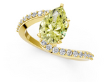 Yellow gold Fancy Yellow Pear  Solitaire Twist Band with Pave Set Diamonds and Four-Prong Setting_110