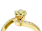 Yellow gold Fancy Yellow Pear  Solitaire Twist Band with Pave Set Diamonds and Four-Prong Setting_113