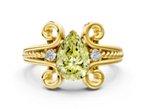 Yellow gold Fancy Yellow Pear  Solitaire Twisted Band Scroll Prong Ring_3