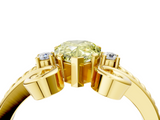 Yellow gold Fancy Yellow Pear  Solitaire Twisted Band Scroll Prong Ring_7