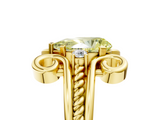 Yellow gold Fancy Yellow Pear  Solitaire Twisted Band Scroll Prong Ring_8