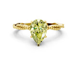 Yellow gold Fancy Yellow Pear  Solitaire Twisted Band with Bead Prong Setting_377