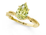 Yellow gold Fancy Yellow Pear  Solitaire Twisted Band with Bead Prong Setting_378