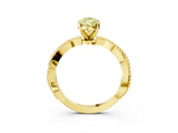 Yellow gold Fancy Yellow Pear  Solitaire Twisted Band with Bead Prong Setting_380