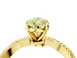 Yellow gold Fancy Yellow Pear  Solitaire Twisted Band with Bead Prong Setting_381