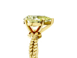 Yellow gold Fancy Yellow Pear  Solitaire Twisted Band with Bead Prong Setting_382