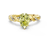Yellow gold Fancy Yellow Pear  Solitaire Twisted Band with Pavé Accents and Four-Prong Setting_3