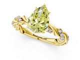 Yellow gold Fancy Yellow Pear  Solitaire Twisted Band with Pavé Accents and Four-Prong Setting_4
