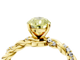 Yellow gold Fancy Yellow Pear  Solitaire Twisted Band with Pavé Accents and Four-Prong Setting_7