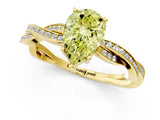 Yellow gold Fancy Yellow Pear  Solitaire Twisted Pave Diamond Ring with Four-Prong Setting_13