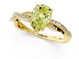 Yellow gold Fancy Yellow Pear  Solitaire Twisted Pave Diamond Ring with Four-Prong Setting_13