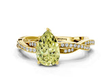 Yellow gold Fancy Yellow Pear  Solitaire Twisted Pave Diamond Ring with Four-Prong Setting_80