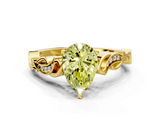 Yellow gold Fancy Yellow Pear  Solitaire Vine Band with Milgrain Prong Setting_3