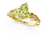 Yellow gold Fancy Yellow Pear  Solitaire Vine Band with Milgrain Prong Setting_4