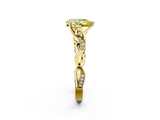Yellow gold Fancy Yellow Pear  Solitaire Vine Band with Milgrain Prong Setting_5