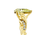 Yellow gold Fancy Yellow Pear  Solitaire Vine Band with Milgrain Prong Setting_8