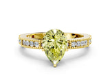 Yellow gold Fancy Yellow Pear  Solitaire with Pavé Band and Four-Prong Setting_301