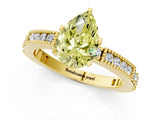 Yellow gold Fancy Yellow Pear  Solitaire with Pavé Band and Four-Prong Setting_302