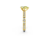 Yellow gold Fancy Yellow Pear  Solitaire with Pavé Band and Four-Prong Setting_303