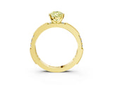 Yellow gold Fancy Yellow Pear  Solitaire with Pavé Band and Four-Prong Setting_304