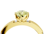 Yellow gold Fancy Yellow Pear  Solitaire with Pavé Band and Four-Prong Setting_305