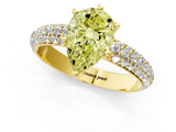 Yellow gold Fancy Yellow Pear  Solitaire with Pave Band and Four-Prong Setting_4