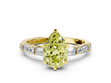 Yellow gold Fancy Yellow Pear  Solitaire with Side Baguettes and Channel Set Band_76