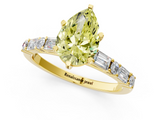 Yellow gold Fancy Yellow Pear  Solitaire with Side Baguettes and Channel Set Band_77